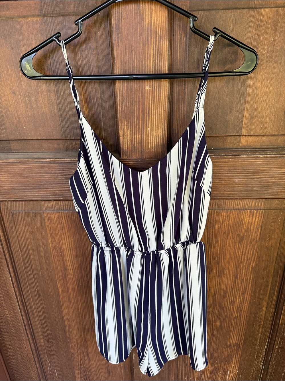 Striped Navy and White One-Piece Romper